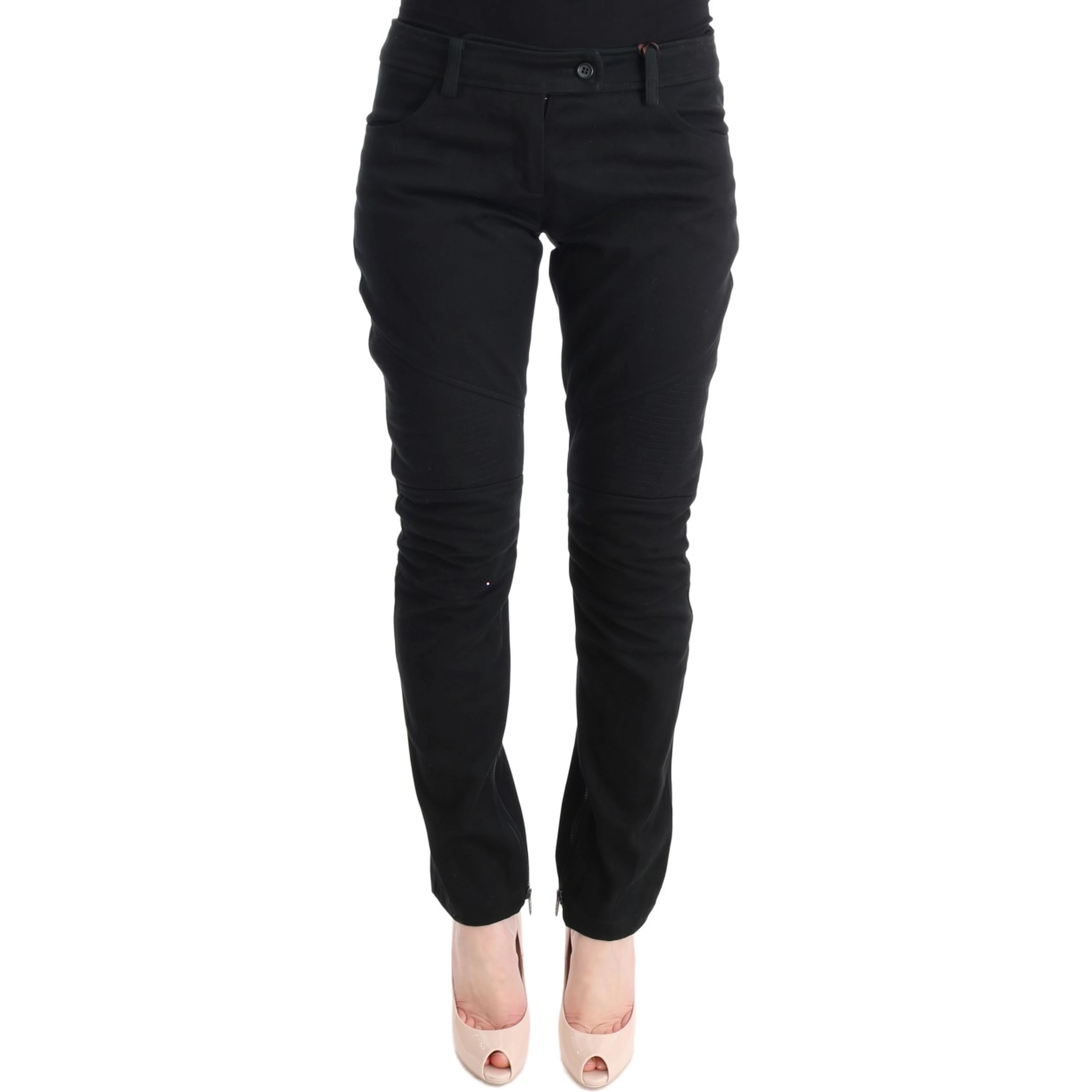 Black Cotton Slim Fit Casual Pants
