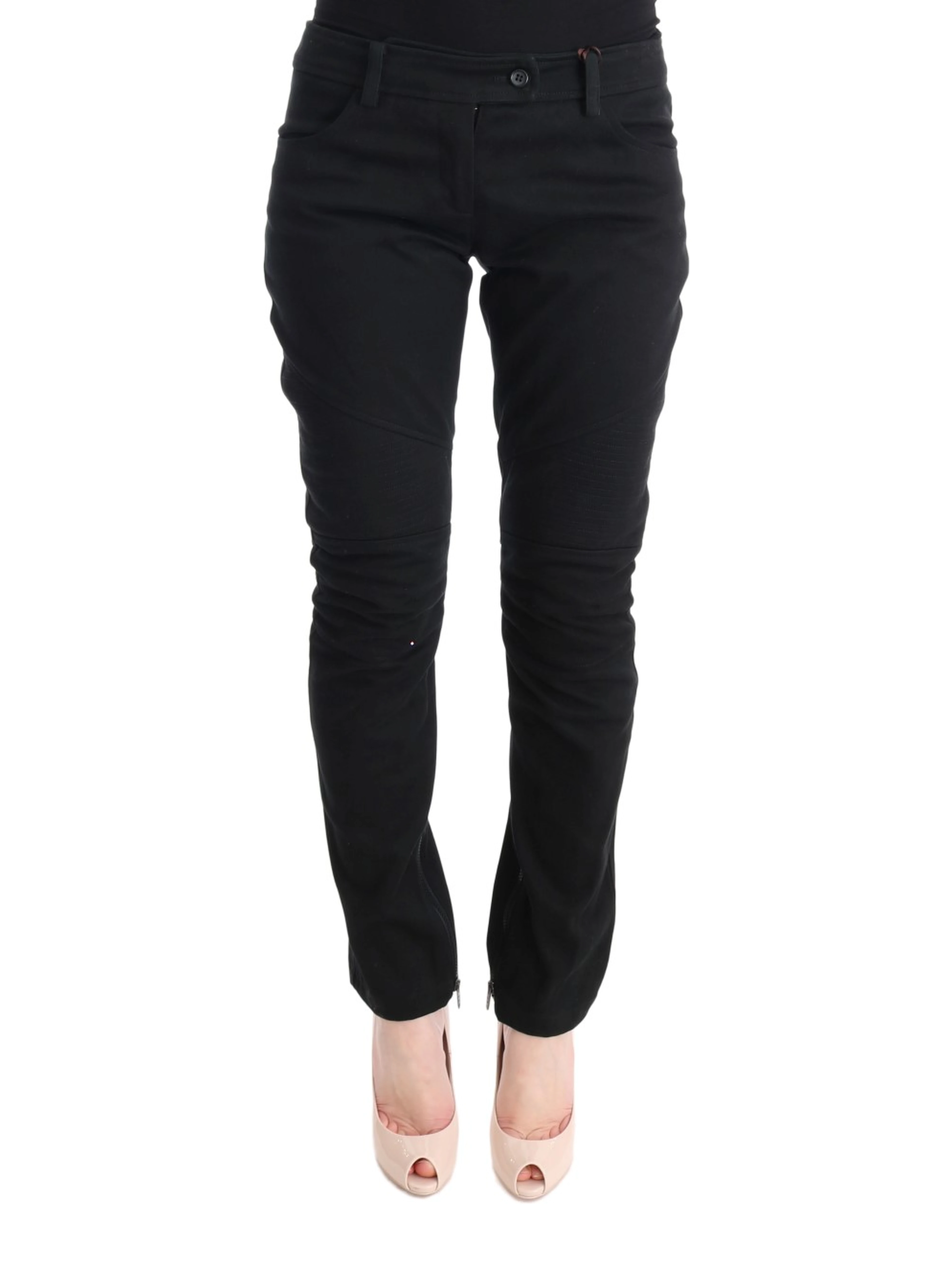 Black Cotton Slim Fit Casual Pants