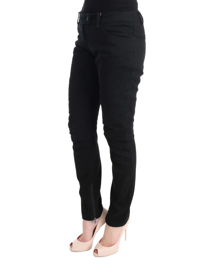 Black Cotton Slim Fit Casual Pants