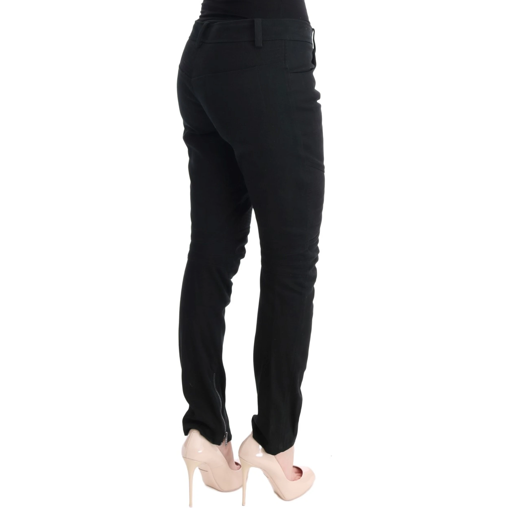 Black Cotton Slim Fit Casual Pants