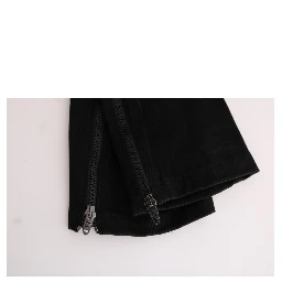 Black Cotton Slim Fit Casual Pants