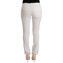 White Cotton Slim Fit Casual Pants