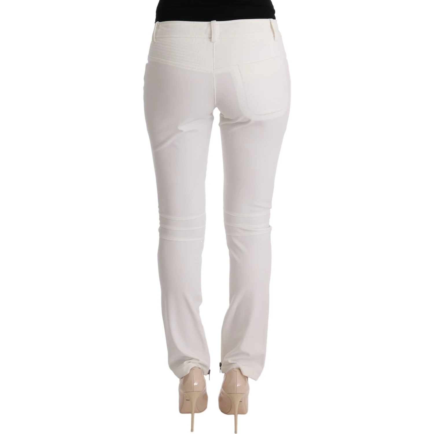 White Cotton Slim Fit Casual Pants