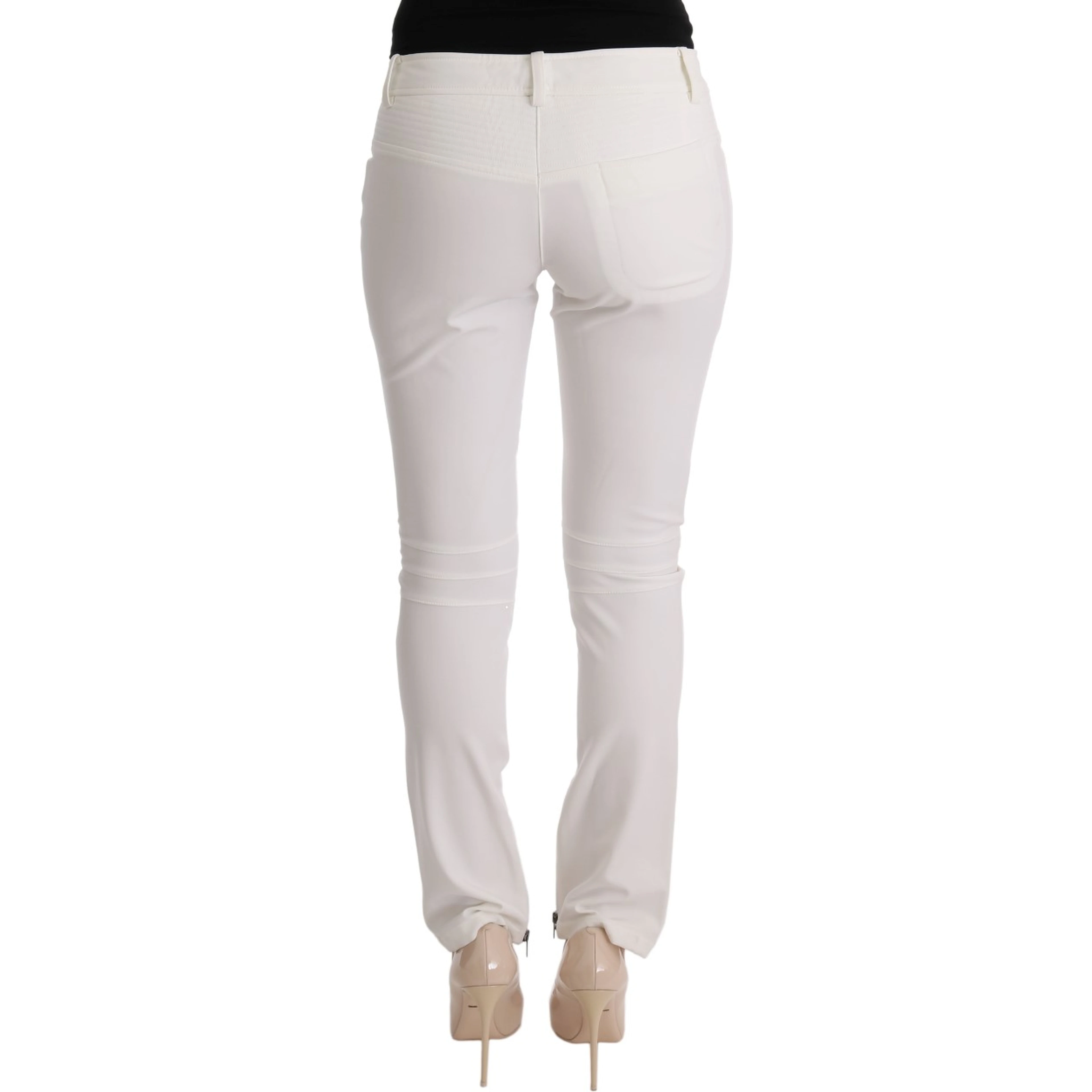 White Cotton Slim Fit Casual Pants