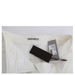 White Cotton Slim Fit Casual Pants