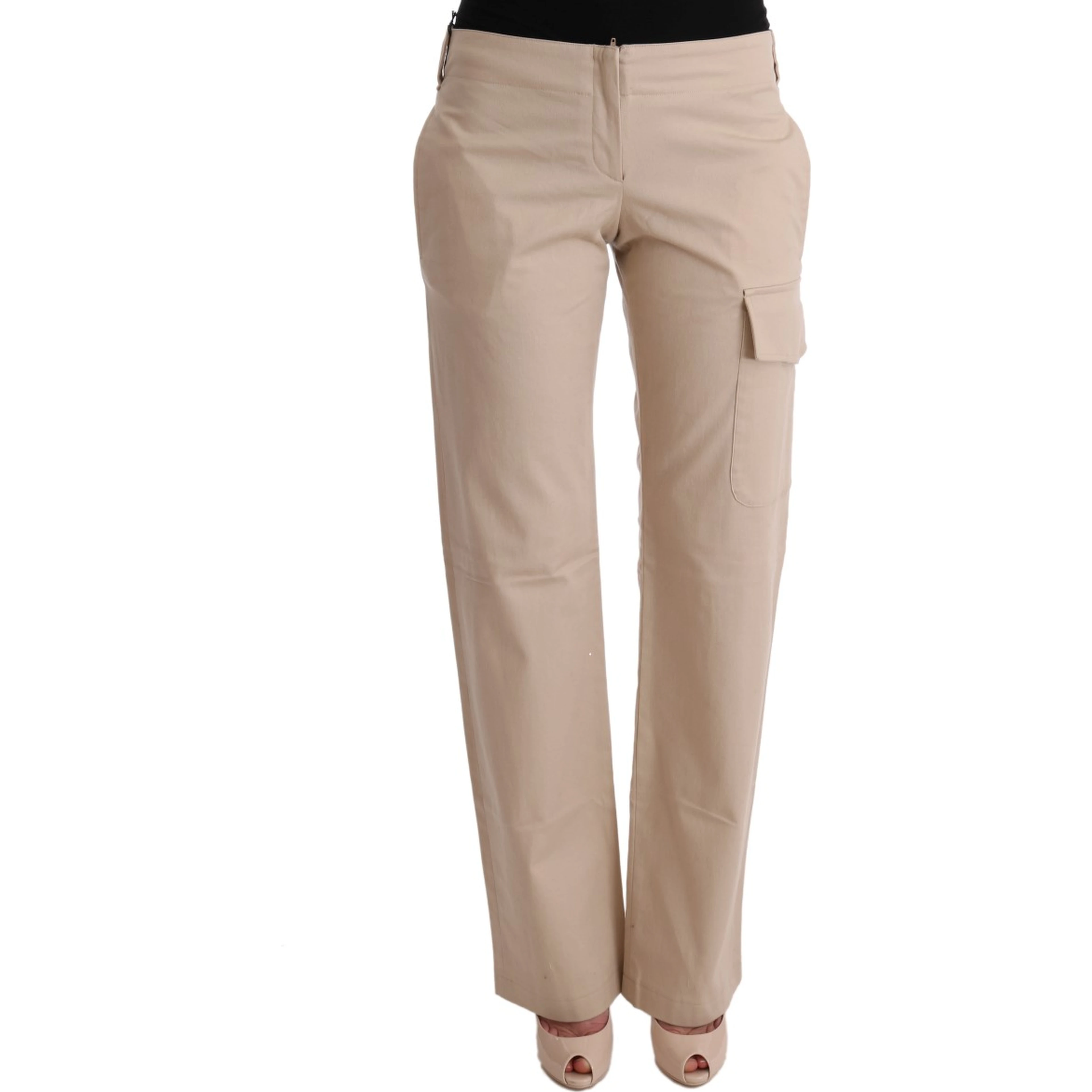 Beige Cotton Wool Regular Fit Pants