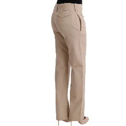Beige Cotton Wool Regular Fit Pants