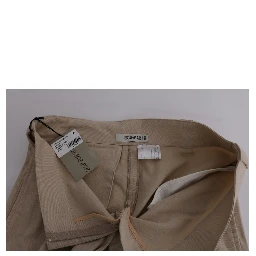 Beige Cotton Wool Regular Fit Pants