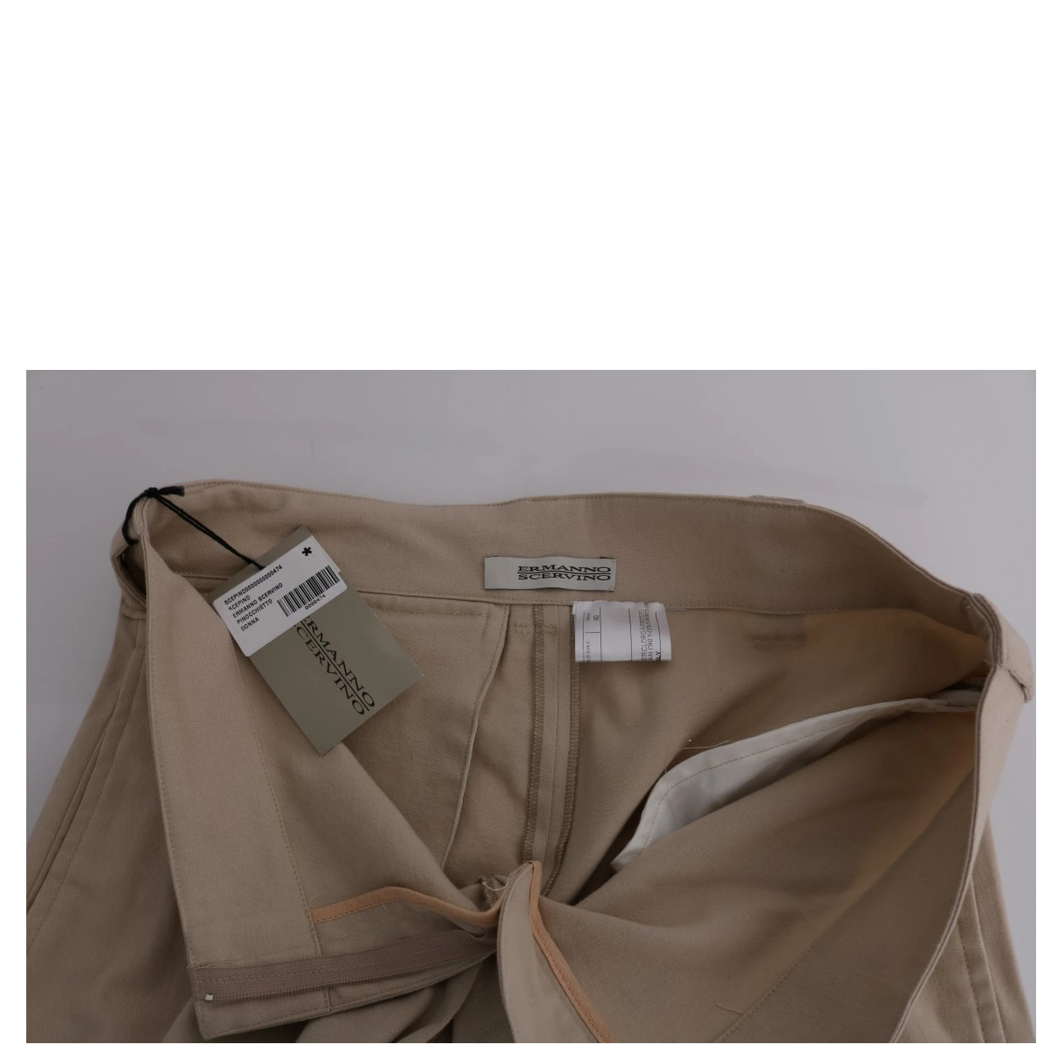 Beige Cotton Wool Regular Fit Pants