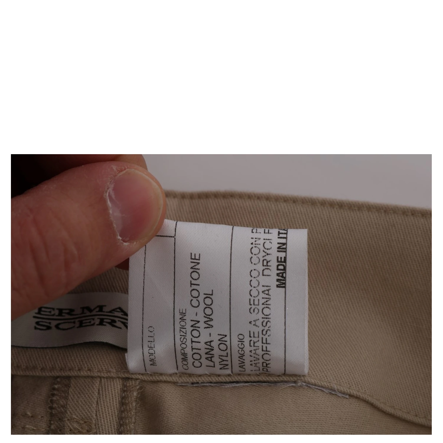 Beige Cotton Wool Regular Fit Pants