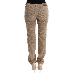 Beige Cotton Velvet Regular Fit Pants
