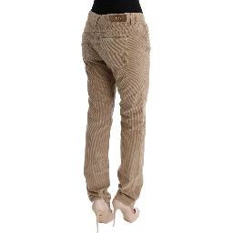 Beige Cotton Velvet Regular Fit Pants