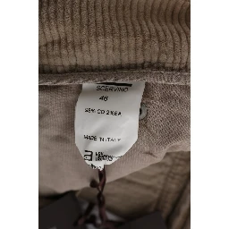 Beige Cotton Velvet Regular Fit Pants
