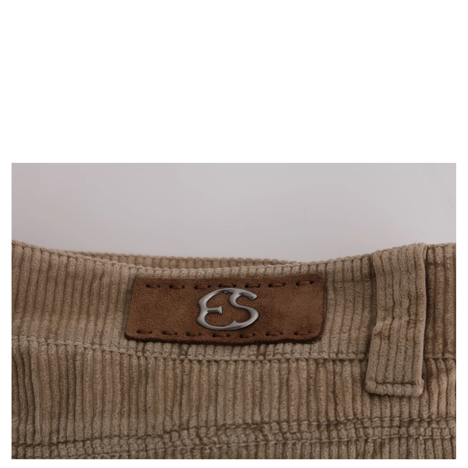 Beige Cotton Velvet Regular Fit Pants