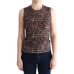 Multicolor Print Knit Top Wool T-shirt