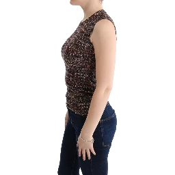 Multicolor Print Knit Top Wool T-shirt