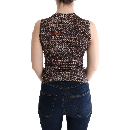 Multicolor Print Knit Top Wool T-shirt