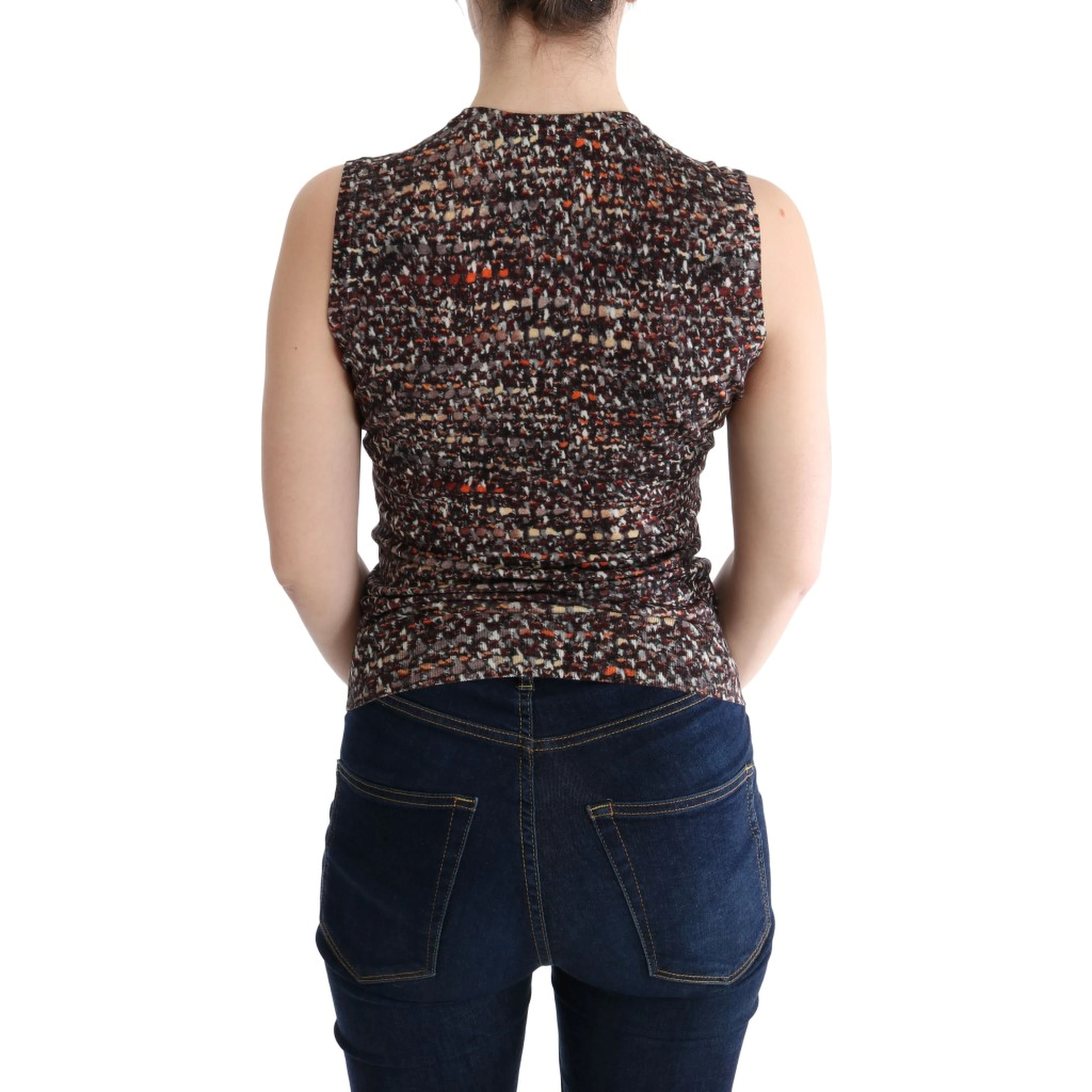 Multicolor Print Knit Top Wool T-shirt