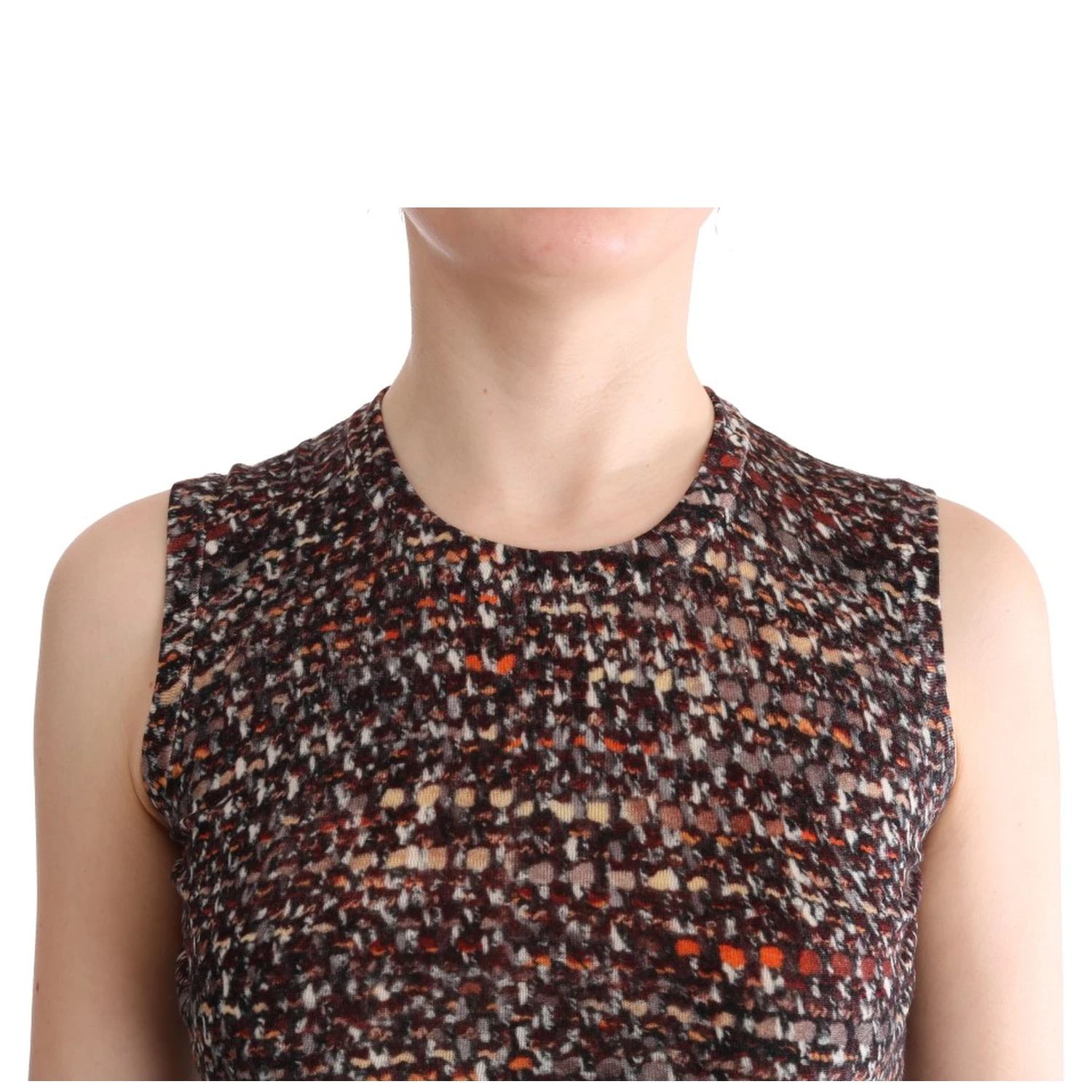 Multicolor Print Knit Top Wool T-shirt