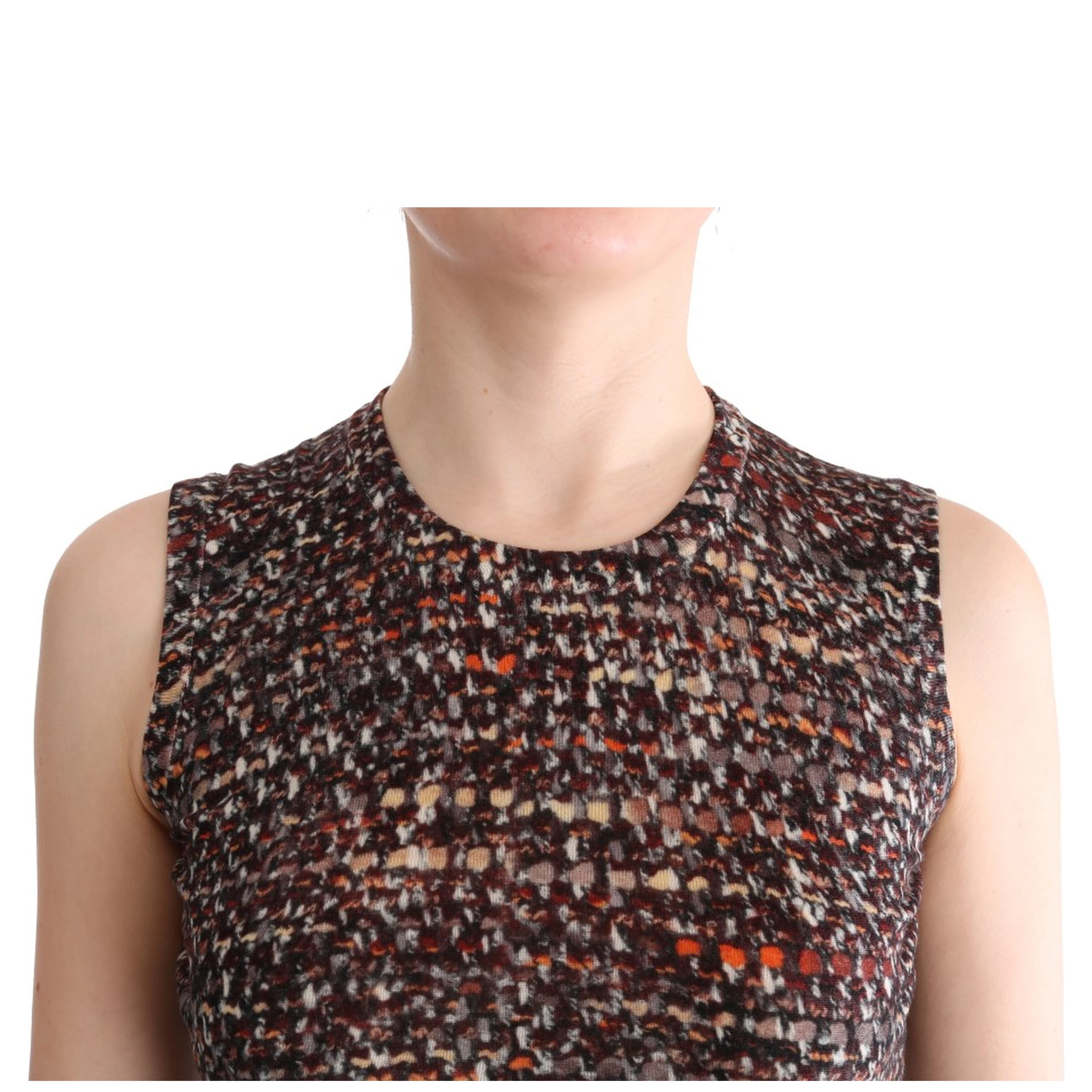 Multicolor Print Knit Top Wool T-shirt