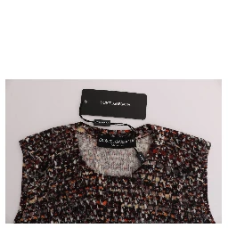 Multicolor Print Knit Top Wool T-shirt
