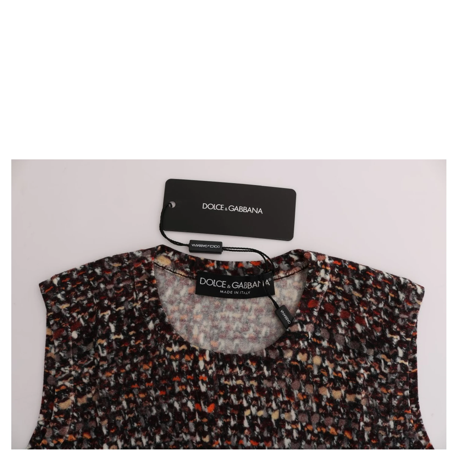 Multicolor Print Knit Top Wool T-shirt