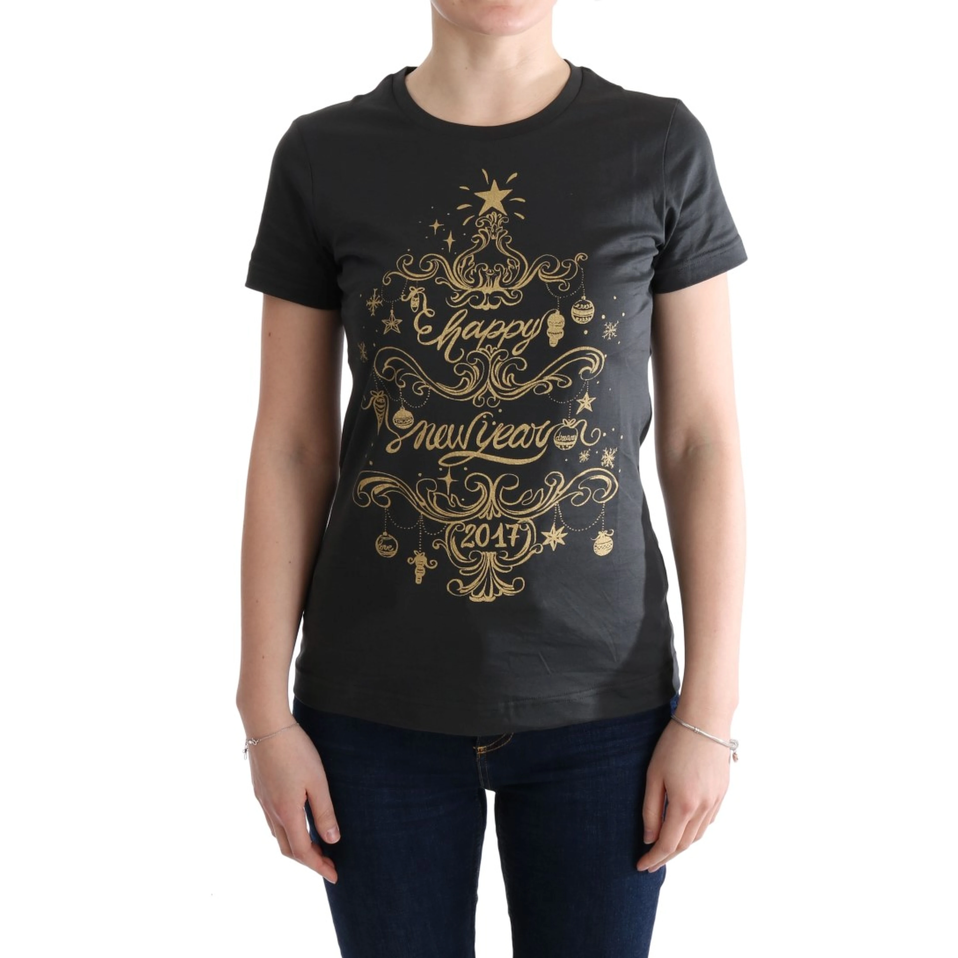 Gray Cotton 2017 Motive T-Shirt