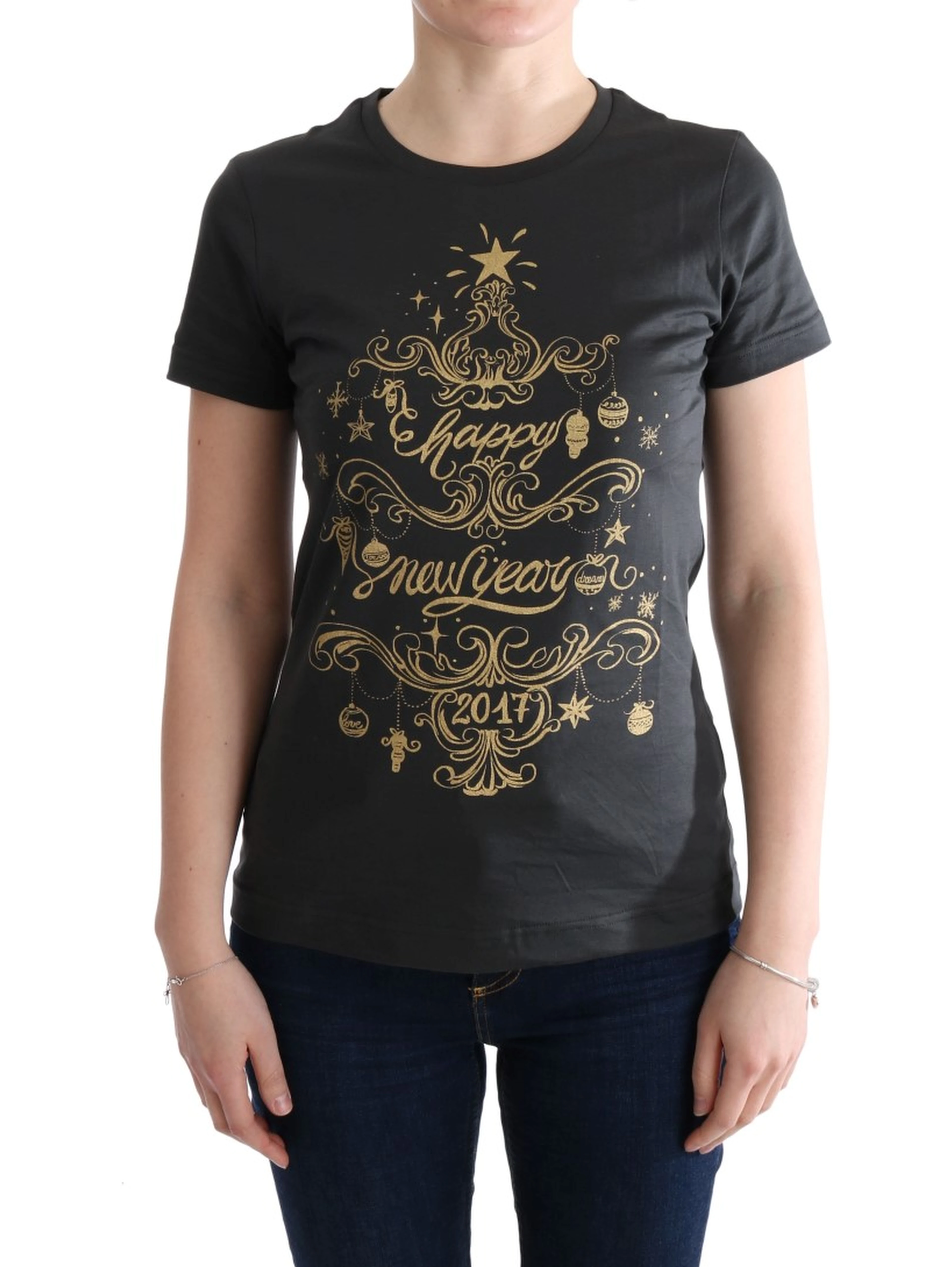 Gray Cotton 2017 Motive T-Shirt