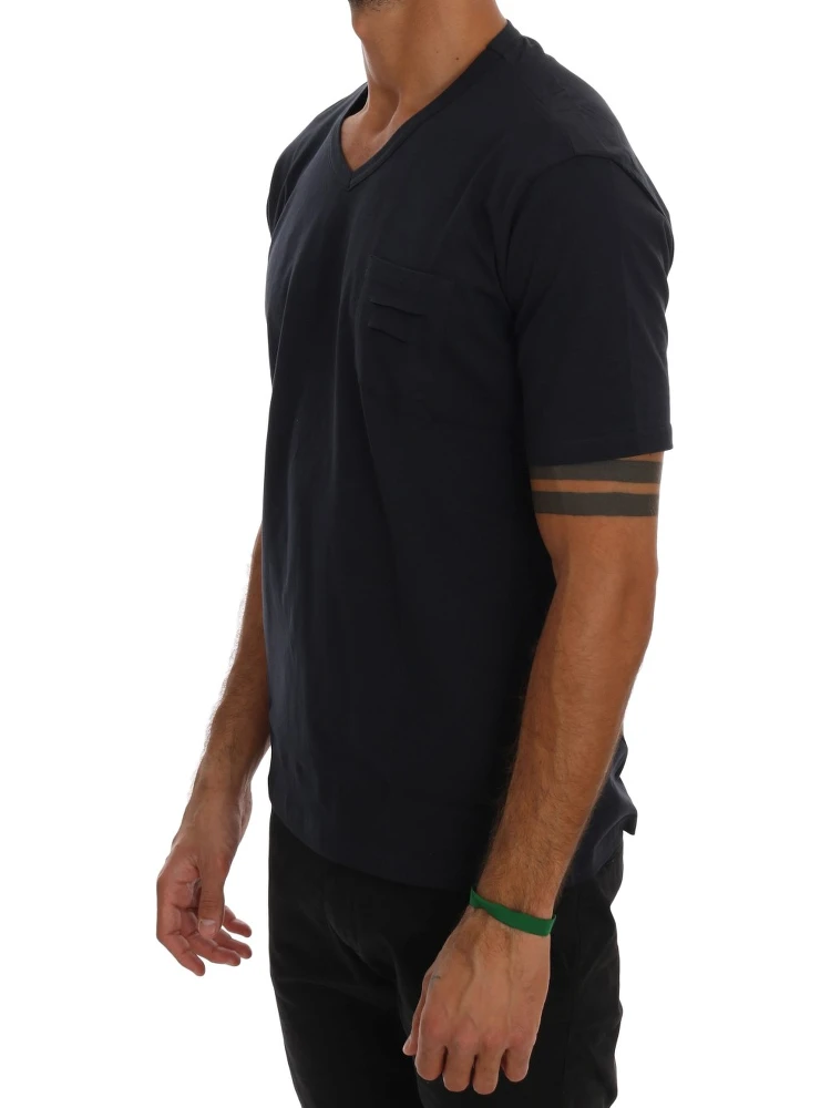 Blue Cotton V-neck T-Shirt alternative