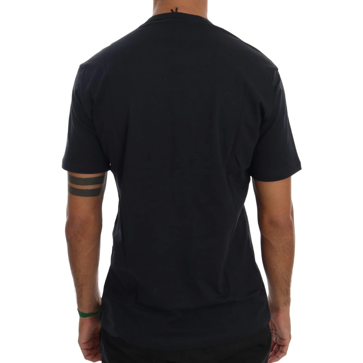 Blue Cotton V-neck T-Shirt
