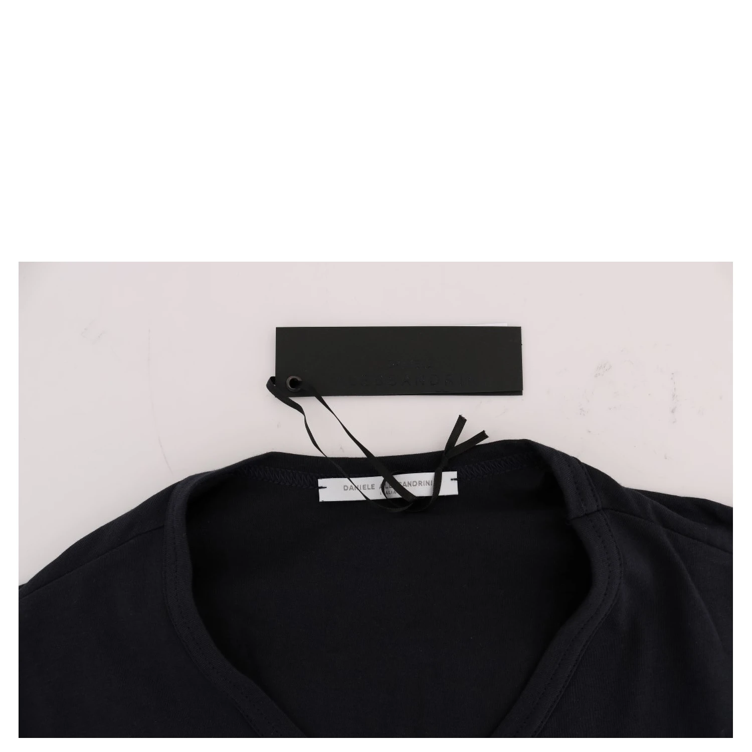 Blue Cotton V-neck T-Shirt