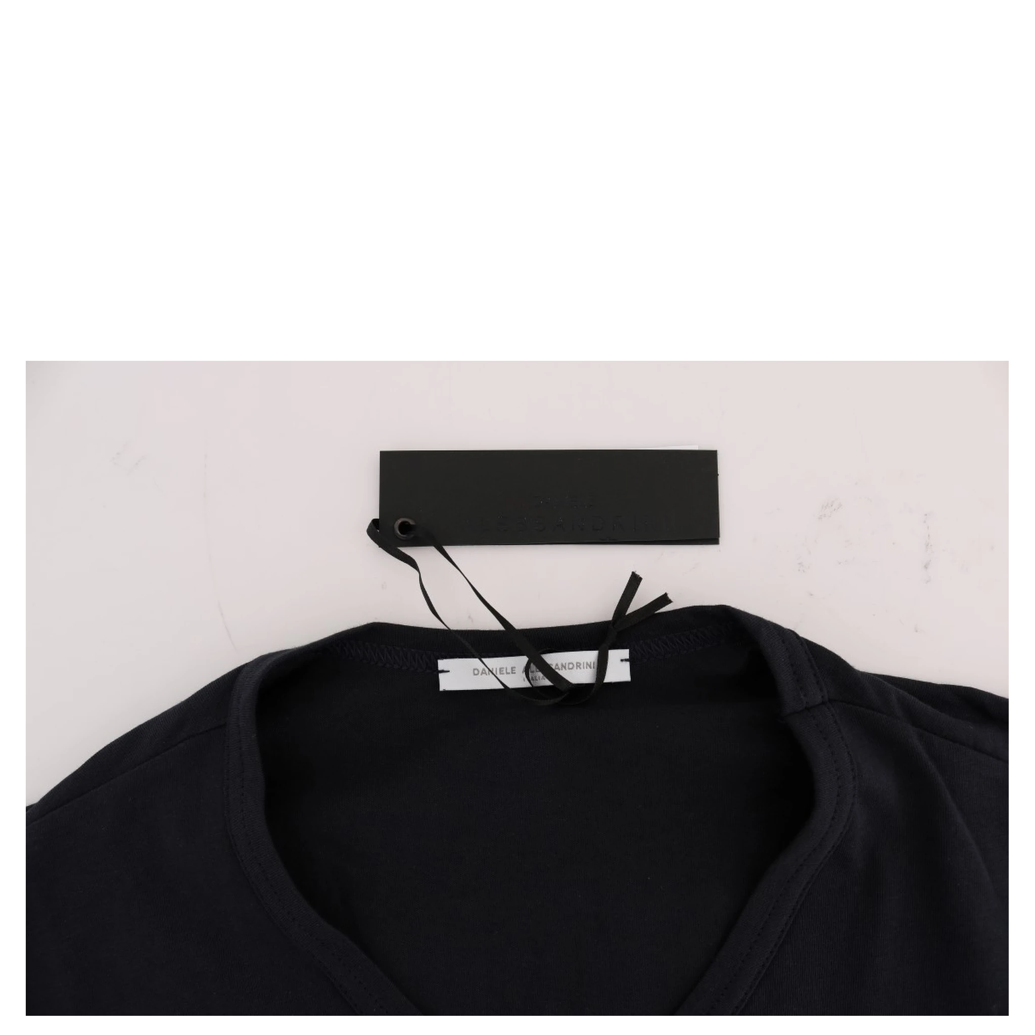 Blue Cotton V-neck T-Shirt