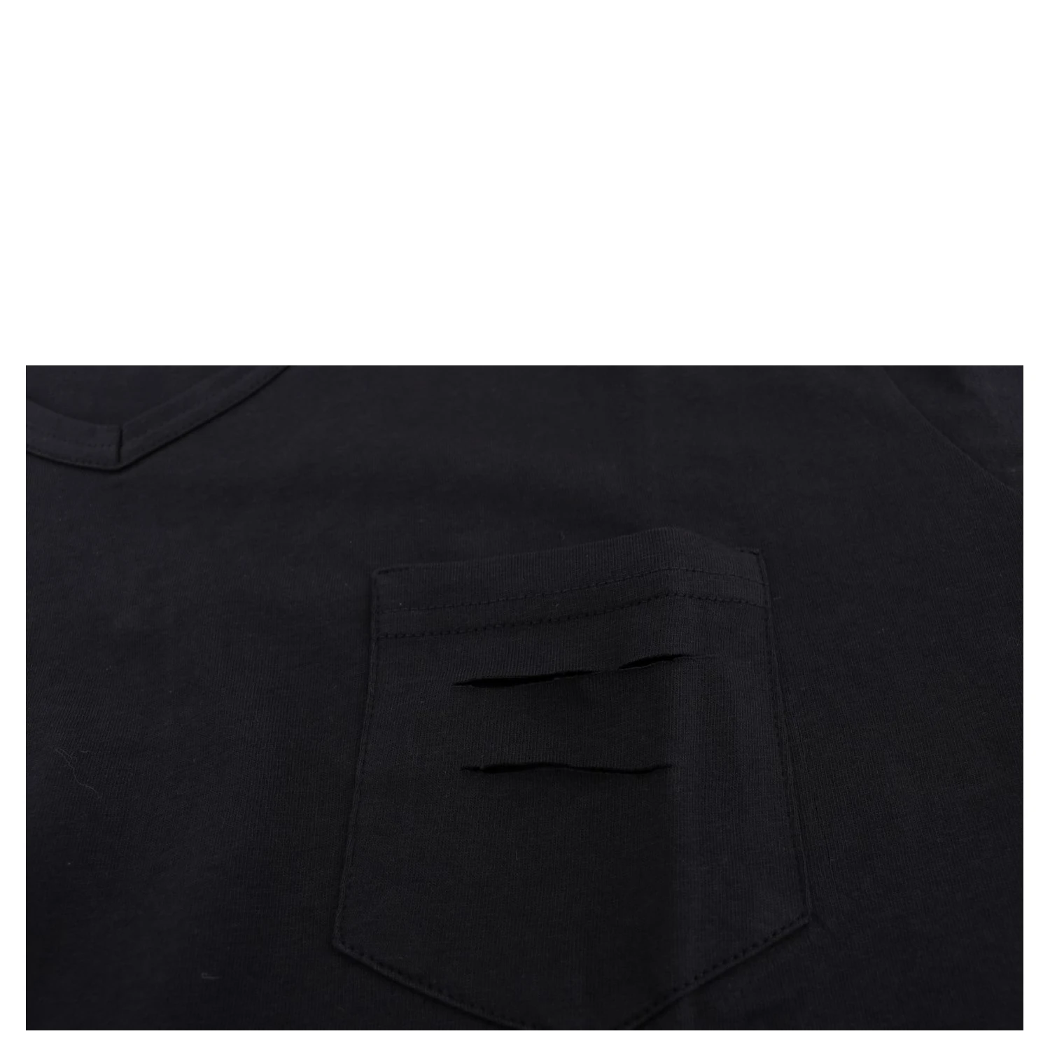 Blue Cotton V-neck T-Shirt