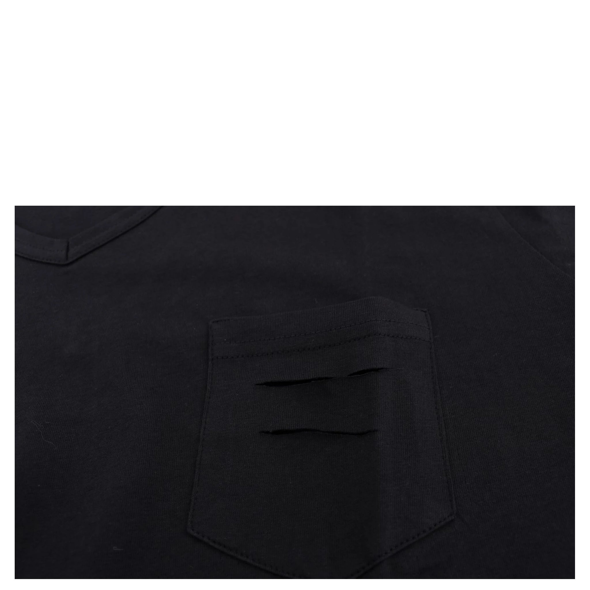 Blue Cotton V-neck T-Shirt