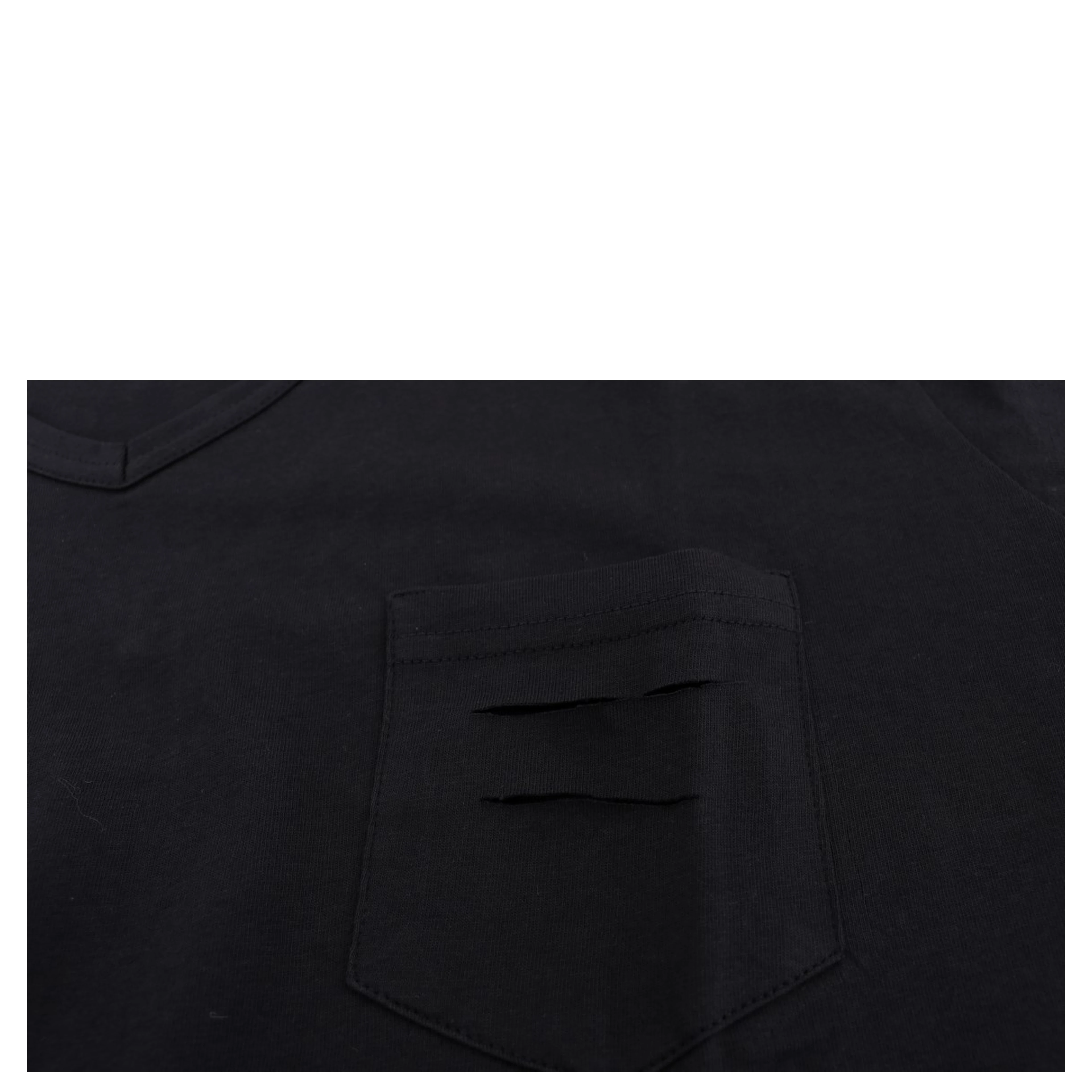 Blue Cotton V-neck T-Shirt
