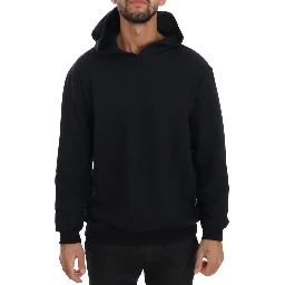 Black Gym Casual Hooded Cotton Sweater