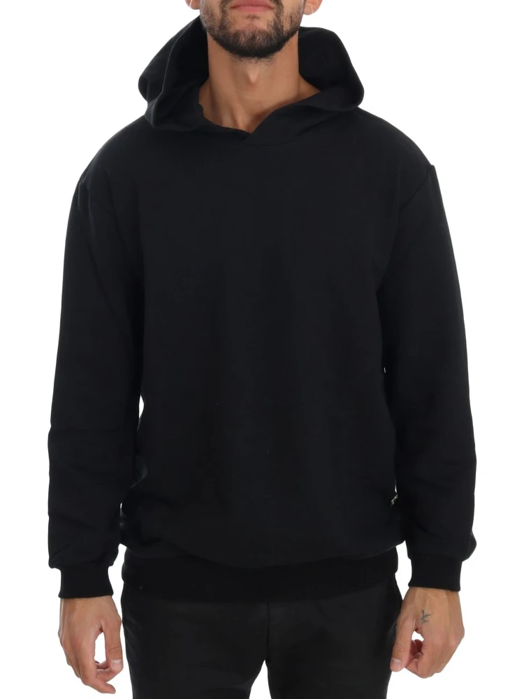 Black Gym Casual Hooded Cotton Sweater
