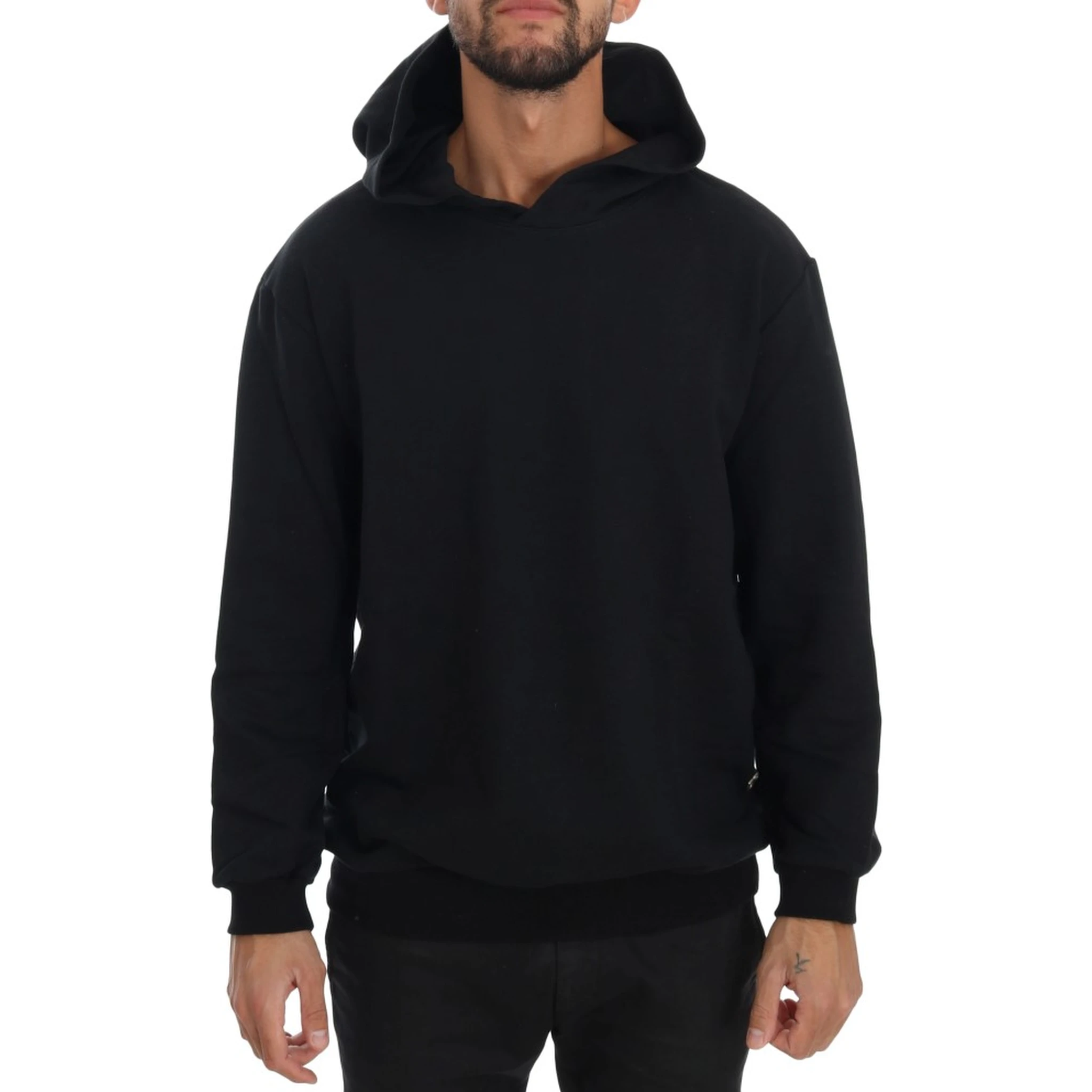 Black Gym Casual Hooded Cotton Sweater