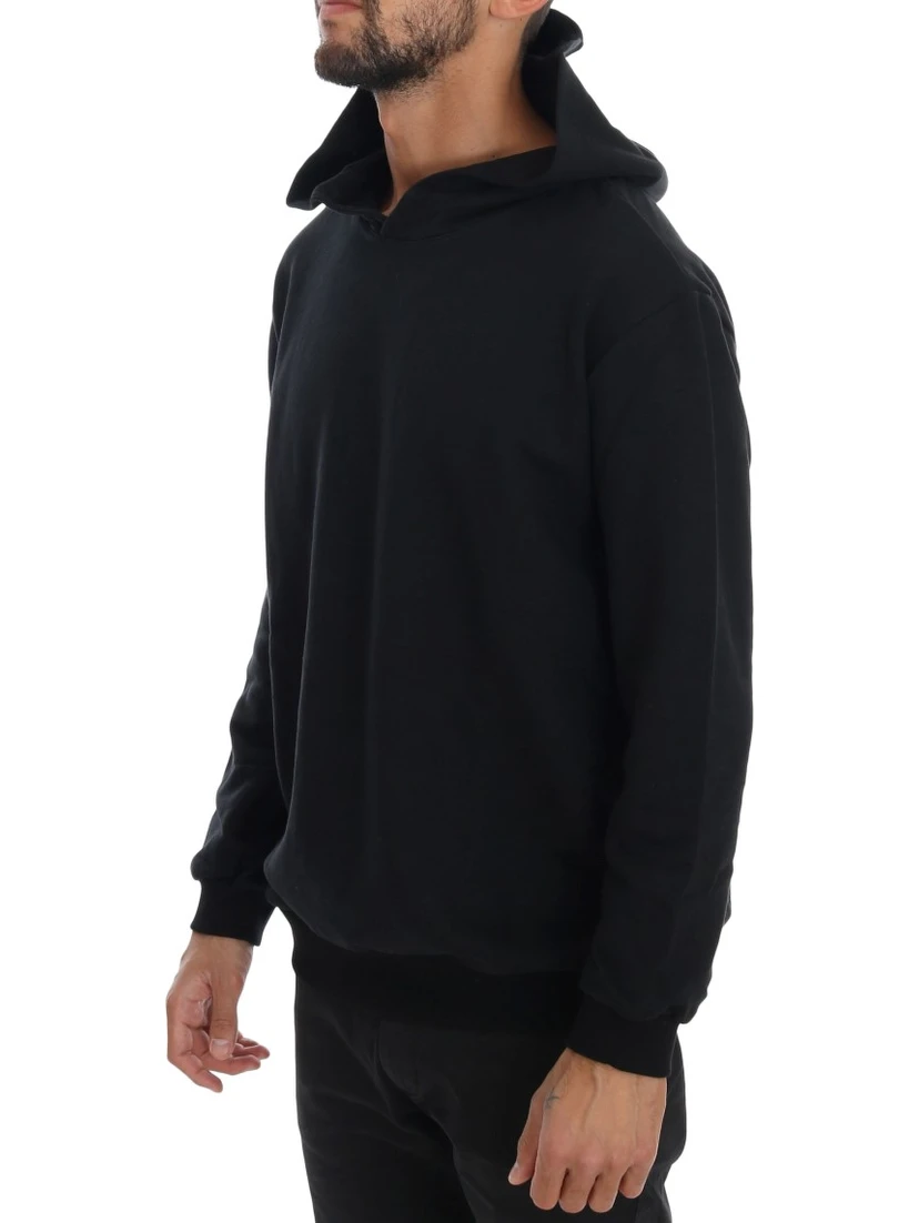 Black Gym Casual Hooded Cotton Sweater