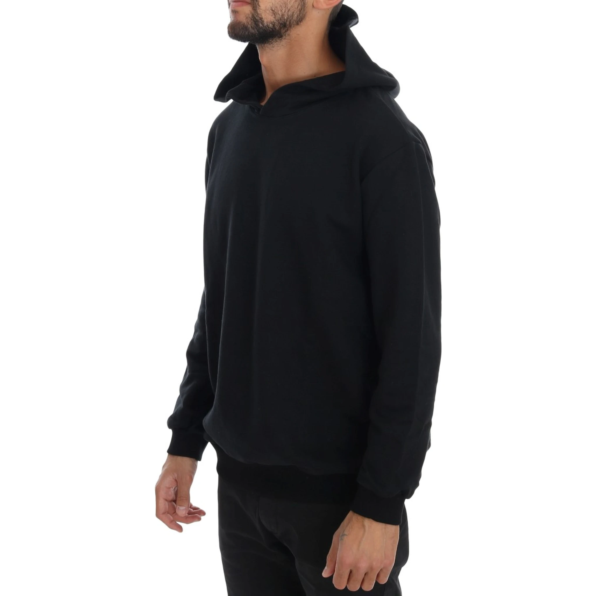 Black Gym Casual Hooded Cotton Sweater