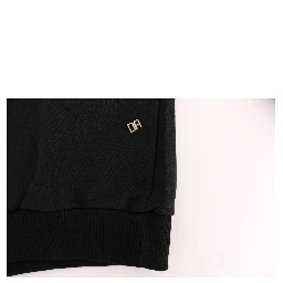 Black Gym Casual Hooded Cotton Sweater