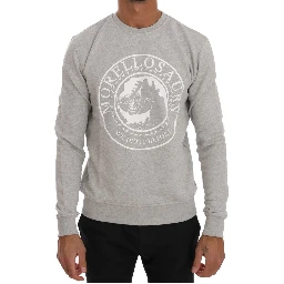 Gray Cotton Crewneck Pullover Sweater
