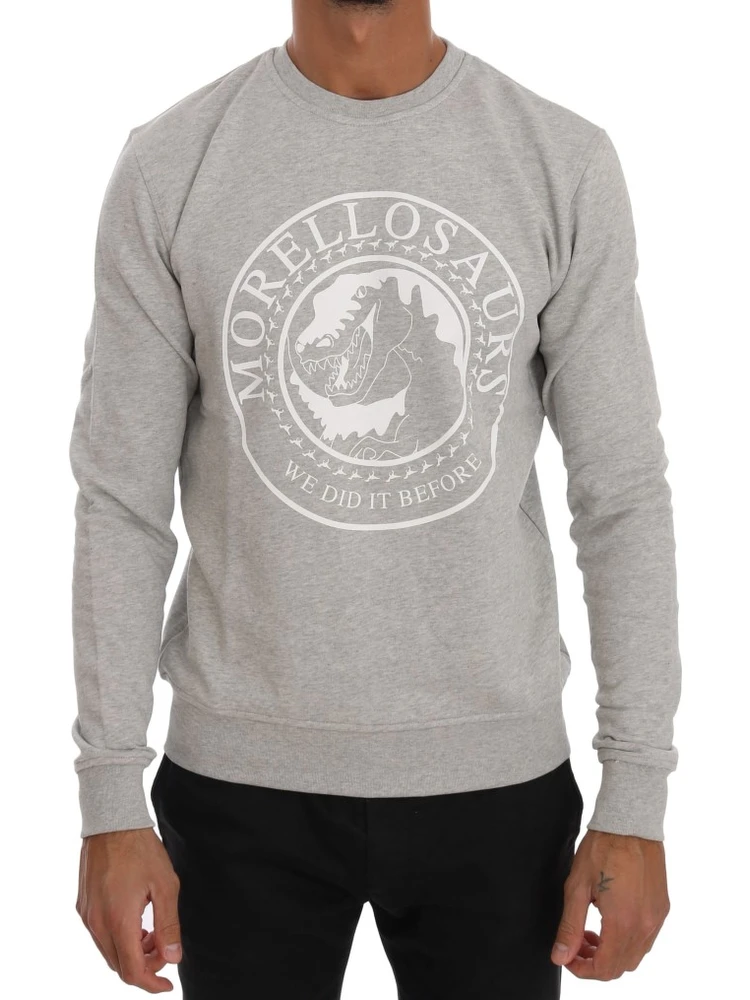 Gray Cotton Crewneck Pullover Sweater