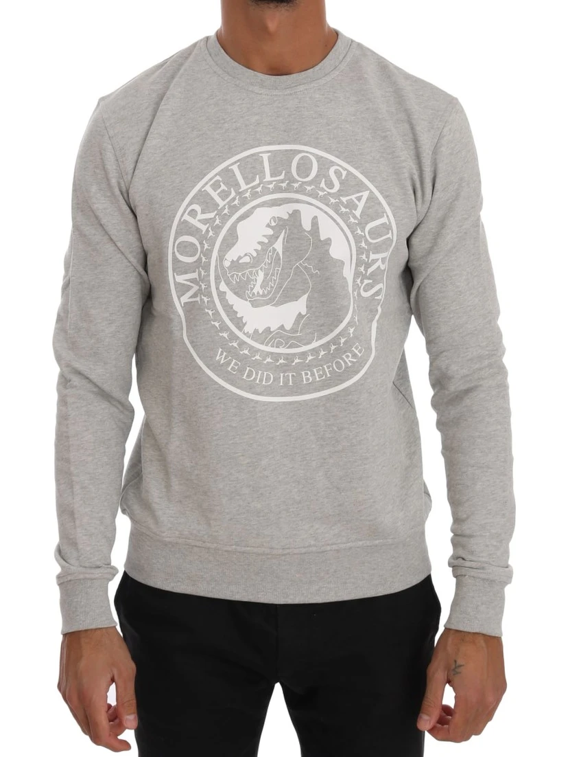 Gray Cotton Crewneck Pullover Sweater