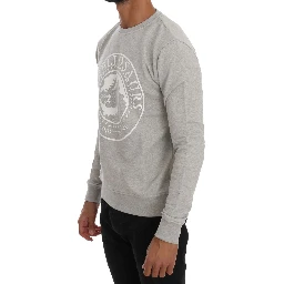 Gray Cotton Crewneck Pullover Sweater