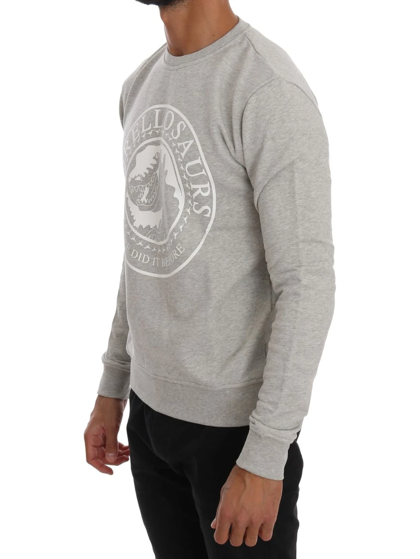 Gray Cotton Crewneck Pullover Sweater