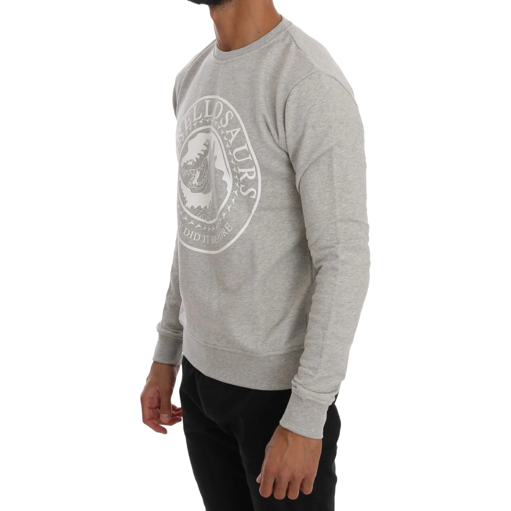 Gray Cotton Crewneck Pullover Sweater