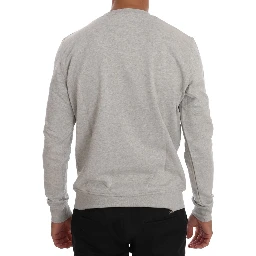 Gray Cotton Crewneck Pullover Sweater