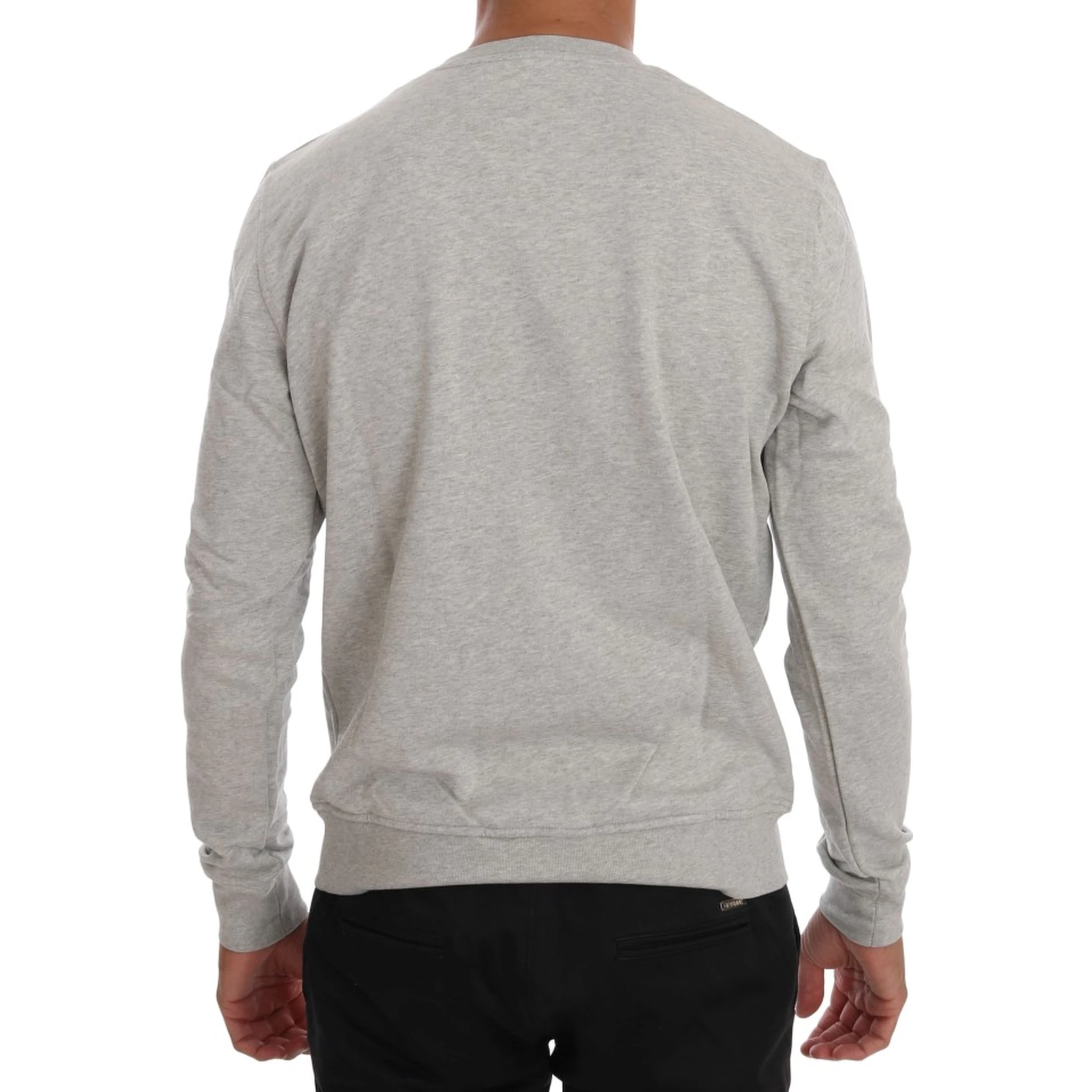 Gray Cotton Crewneck Pullover Sweater