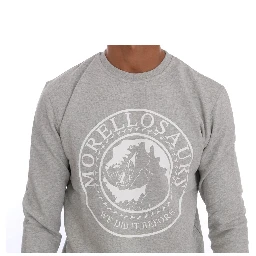 Gray Cotton Crewneck Pullover Sweater